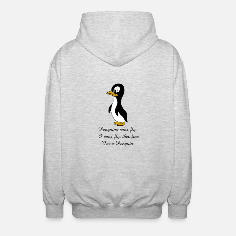 Énonciations de pingouin - Veste à capuche unisexe - gris clair chiné