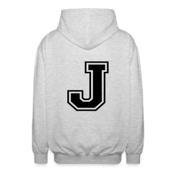 j - Unisex Kapuzenjacke - Hellgrau meliert - Hinten - AI Model Male 185 light (185cm)