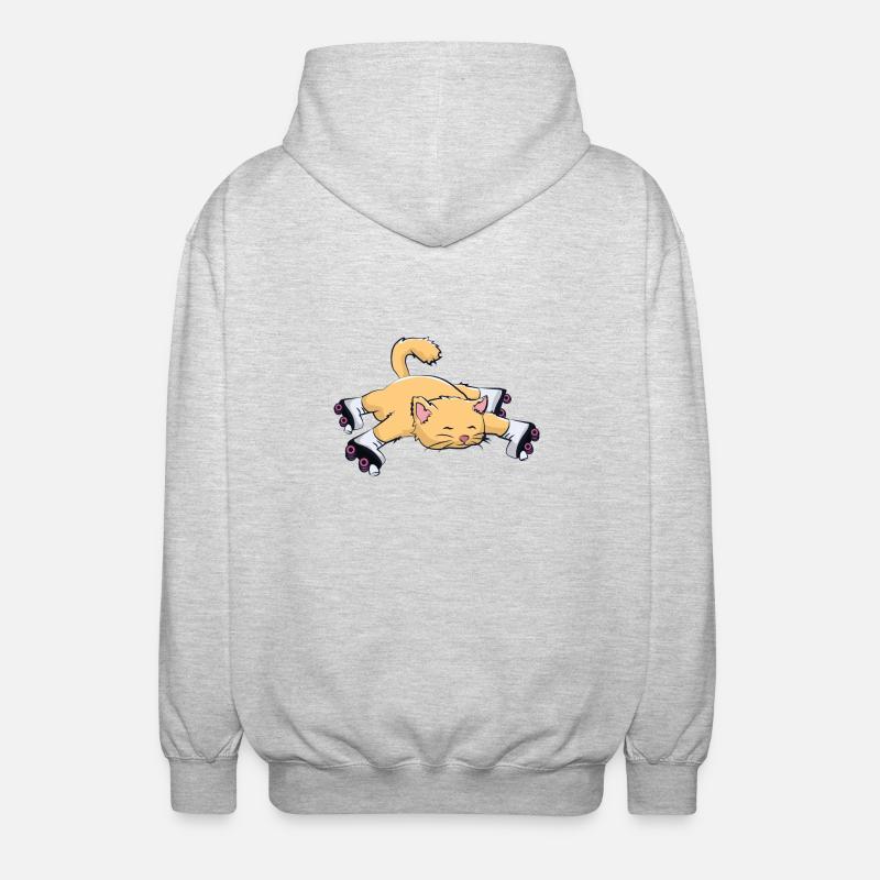 Katze mit Rollschuhe - Unisex Kapuzenjacke - Hellgrau meliert