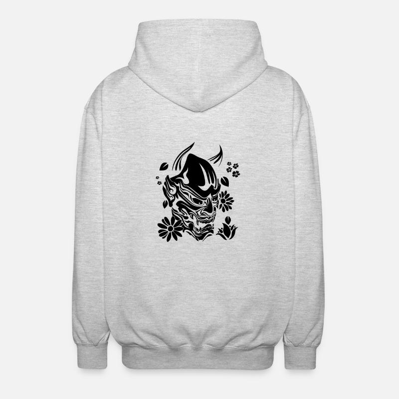 Teufel mit Blumen schwarz - Unisex Kapuzenjacke - Hellgrau meliert