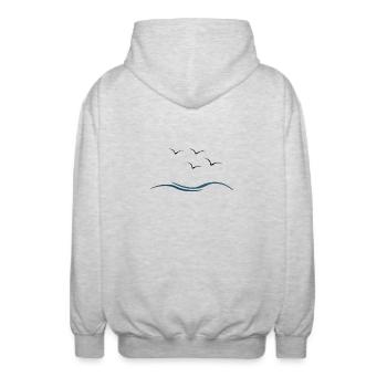 gull - Unisex Hooded Jacket - light heather grey - Back - AI Model Male 185 light (185cm)
