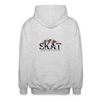 Skat card game - Unisex Hooded Jacket - light heather grey - Back - AI Model Male 185 light (185cm)