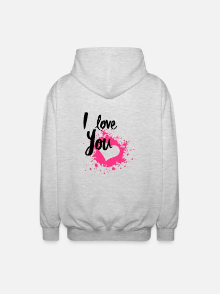 I Love You - Felpa unisex con cappuccio - grigio chiaro melange