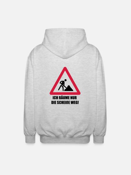 baustelle spruch - Unisex Kapuzenjacke - Hellgrau meliert