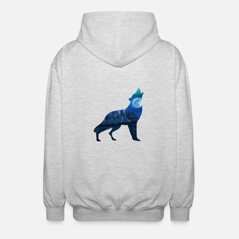 Wolf Mond - Unisex Kapuzenjacke - Hellgrau meliert