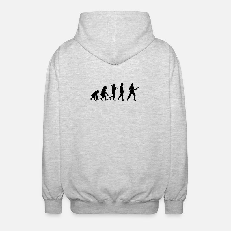 Music guitar evolution gift idea - Unisex Hooded Jacket - light heather grey