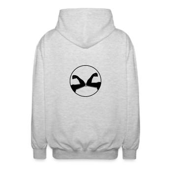 Corona no shaking hands elbows - Unisex Hooded Jacket - light heather grey - Back - AI Model Male 185 light (185cm)