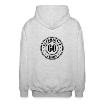 60 jahre Erfahrung - Unisex Kapuzenjacke - Hellgrau meliert - Hinten - AI Model Male 185 light (185cm)