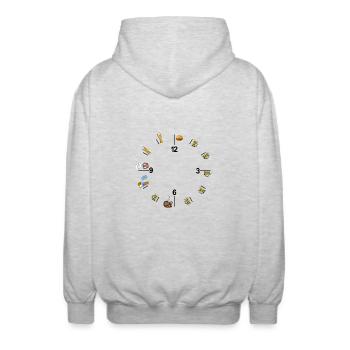 Bayrische Uhr - Unisex Kapuzenjacke - Hellgrau meliert - Hinten - AI Model Male 185 light (185cm)