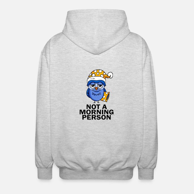 Early riser owl sleeping - Unisex Hooded Jacket - light heather grey