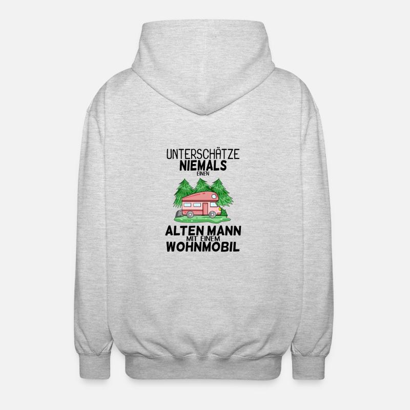 Alter Mann Wohnmobil - Unisex Kapuzenjacke - Hellgrau meliert