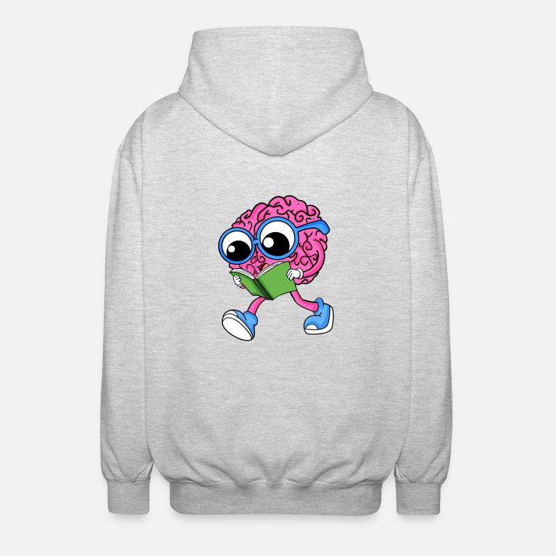 Brain on reading - Unisex Hooded Jacket - light heather grey