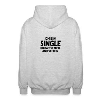 Single - Unisex Kapuzenjacke - Hellgrau meliert - Hinten - AI Model Male 185 light (185cm)