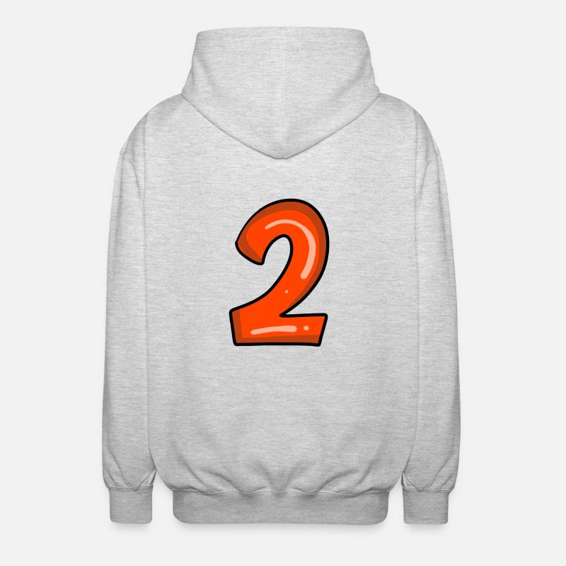 2 rot - Unisex Kapuzenjacke - Hellgrau meliert