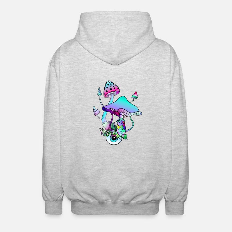 Champignons magiques Art psychédélique - Veste à capuche unisexe - gris clair chiné