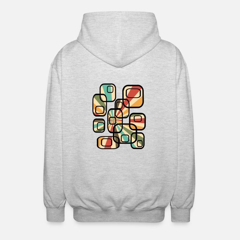 70er Tapetenmuster Quader Retro Muster - Unisex Kapuzenjacke - Hellgrau meliert