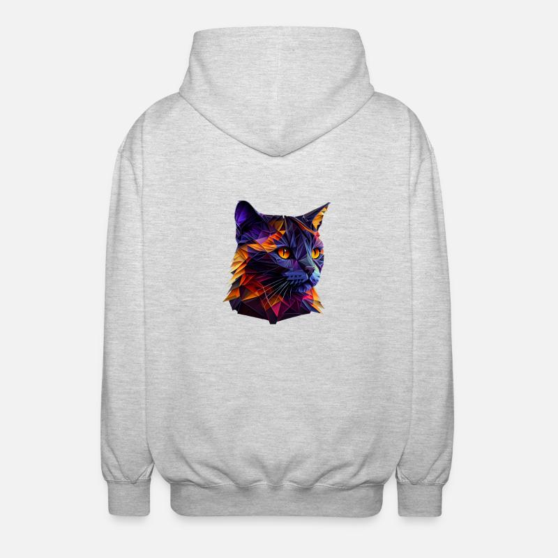 Chaton Chaton Chat Polygone Chat - Veste à capuche unisexe - gris clair chiné