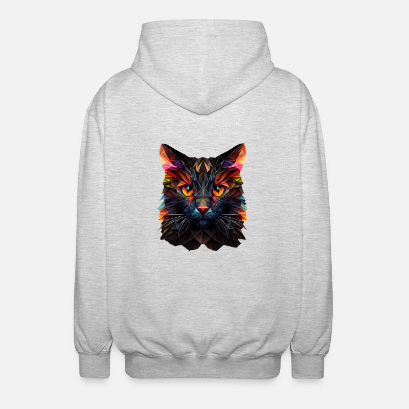 Chaton Chaton Chat Polygone Chat - Veste à capuche unisexe - gris clair chiné