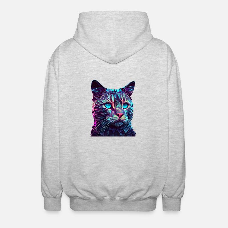 Cat Cats Kitten Polygon Cat - Unisex Hooded Jacket - light heather grey