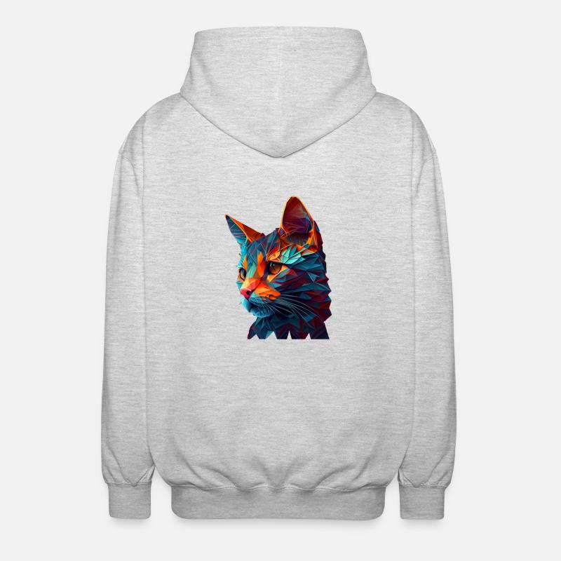 Cat Cats Kitten Polygon Cat - Unisex Hooded Jacket - light heather grey