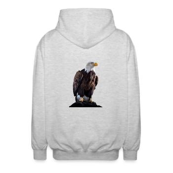 Cooles Polygon Design Mit Einem Weißkopfseeadler - Unisex Kapuzenjacke - Hellgrau meliert - Hinten - AI Model Male 185 light (185cm)