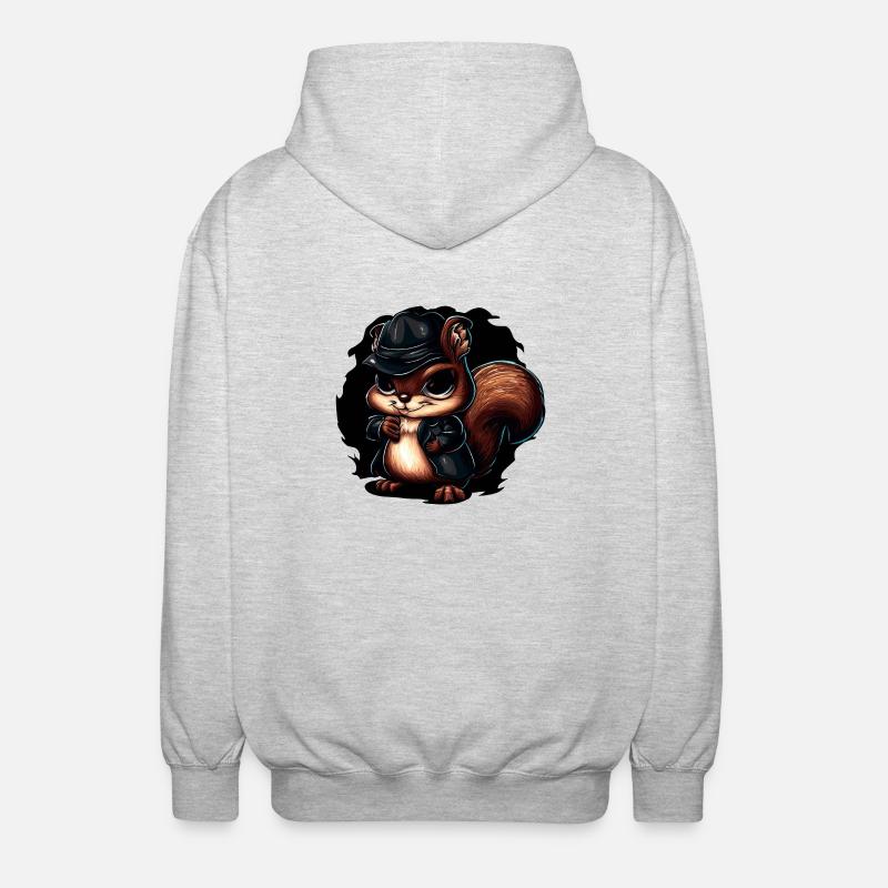 Cooles Gangster-Eichhörnchen-Design - Unisex Kapuzenjacke - Hellgrau meliert
