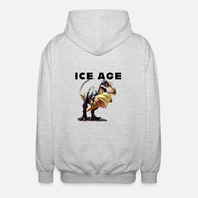 Eiszeit mit Dinosaurier - Unisex Kapuzenjacke - Hellgrau meliert