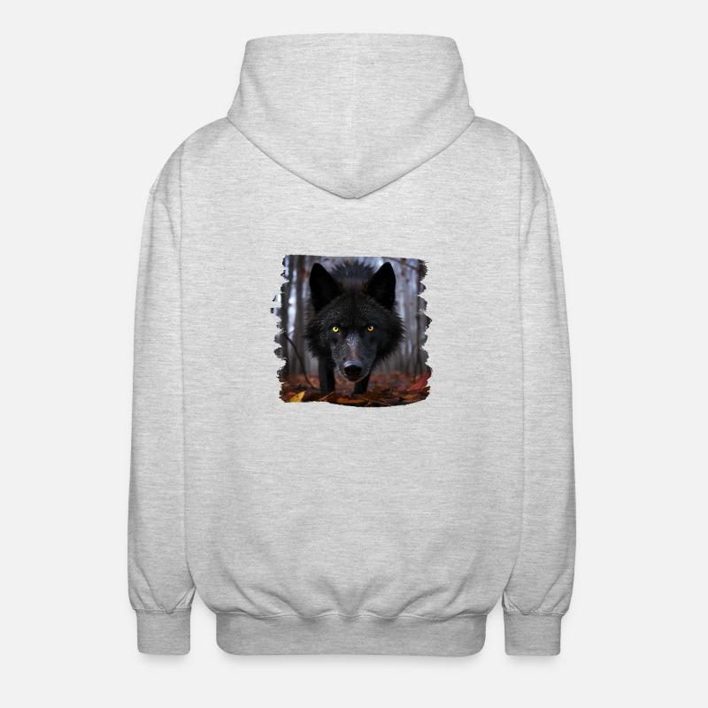 Wölfe realistic Wolf - Unisex Kapuzenjacke - Hellgrau meliert