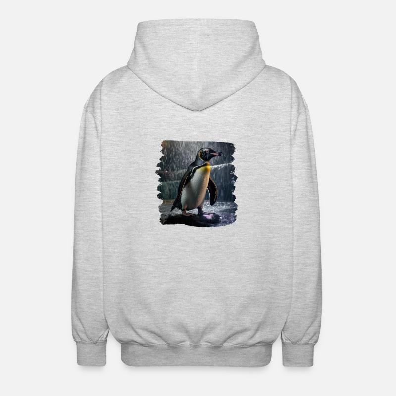 Pinguine realistic Pinguin - Unisex Kapuzenjacke - Hellgrau meliert
