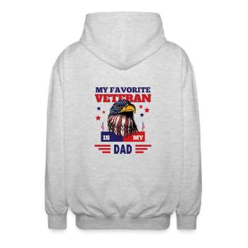 My Favorite Veteran Is My Dad Veterans Day USA - Unisex Hooded Jacket - light heather grey - Back - AI Model Male 185 light (185cm)