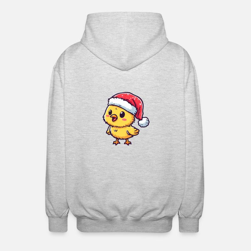 Festive Fluffy: Cute chick with - Unisex Hooded Jacket - light heather grey