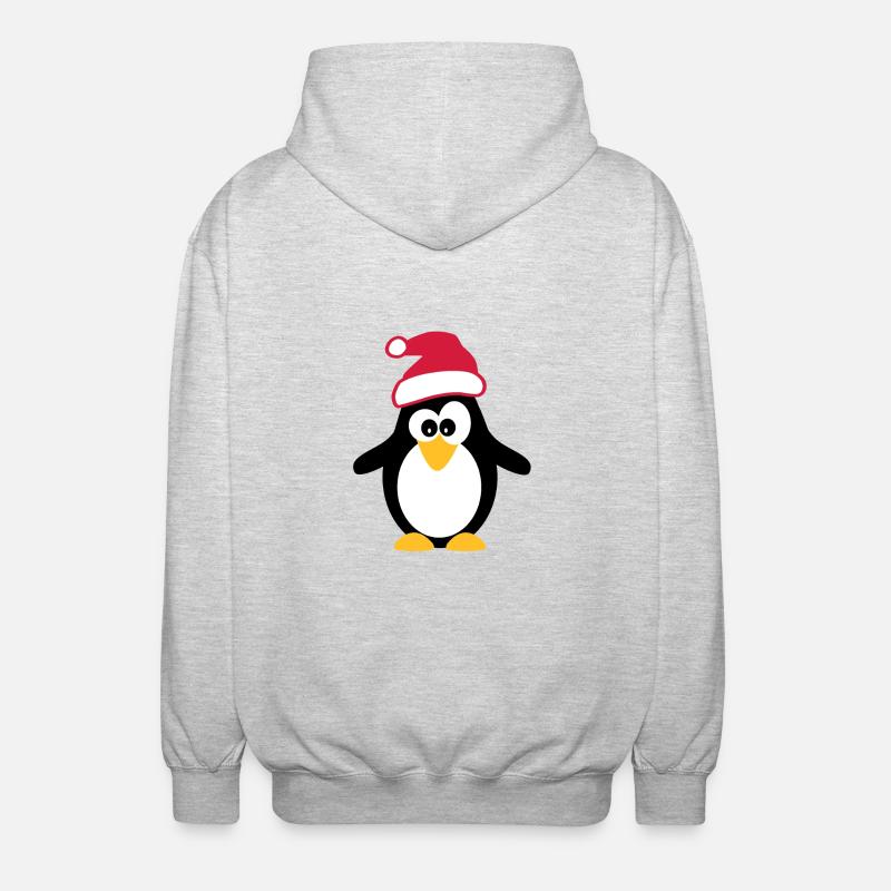 Christmas Penguin - Unisex Hooded Jacket - light heather grey