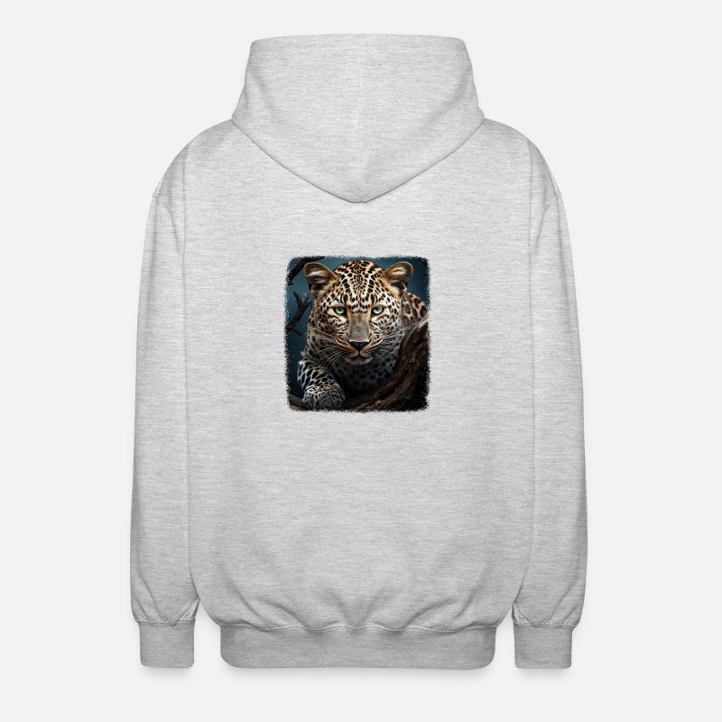 Leoparde realistic Leopard - Unisex Hooded Jacket - light heather grey