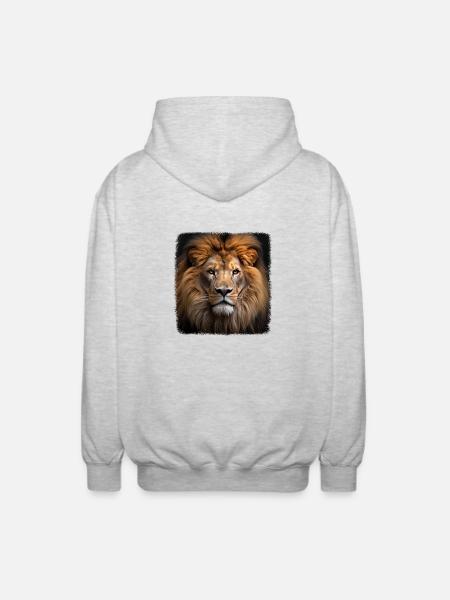 Lions realistic lion - Unisex Hooded Jacket - light heather grey