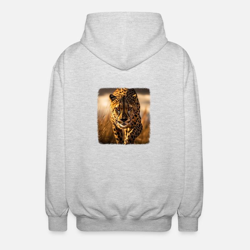 Geparde realistic Gepard - Unisex Kapuzenjacke - Hellgrau meliert