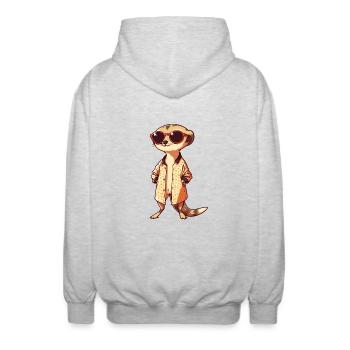 Erdmännchen Mit Sonnenbrille Meerkat - Unisex Kapuzenjacke - Hellgrau meliert - Hinten - AI Model Male 185 light (185cm)