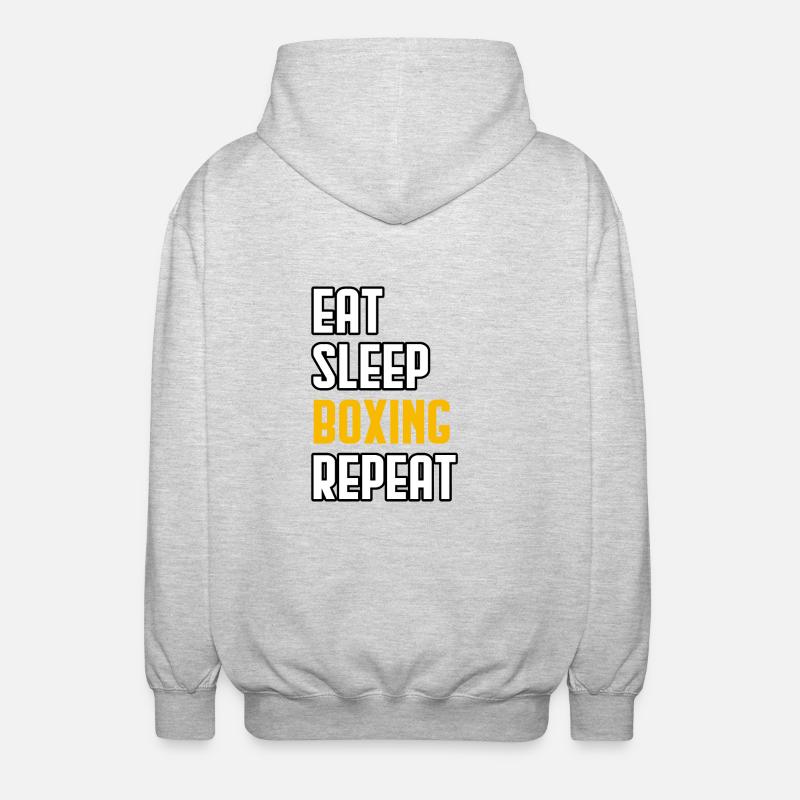 Eat Sleep Boxing Repeat - Unisex Hooded Jacket - light heather grey