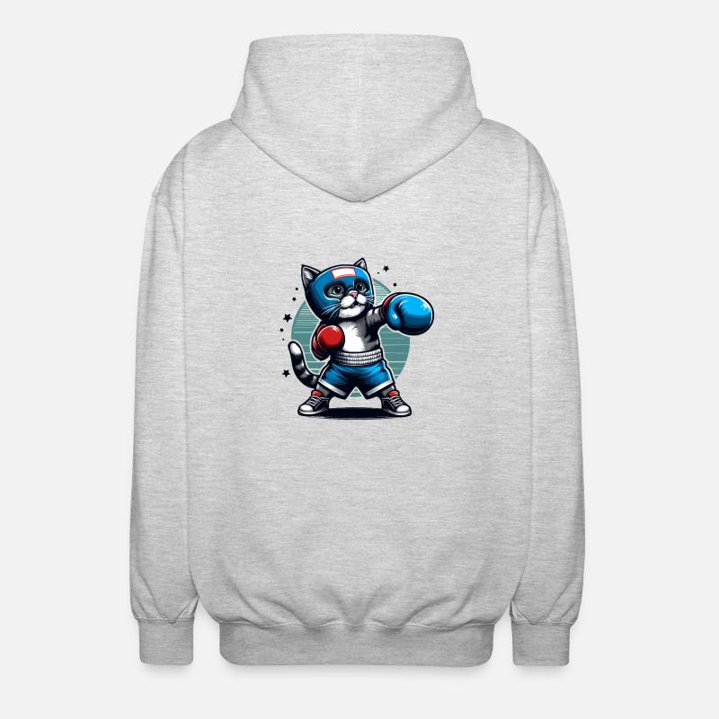 Chat de boxe - Veste à capuche unisexe - gris clair chiné