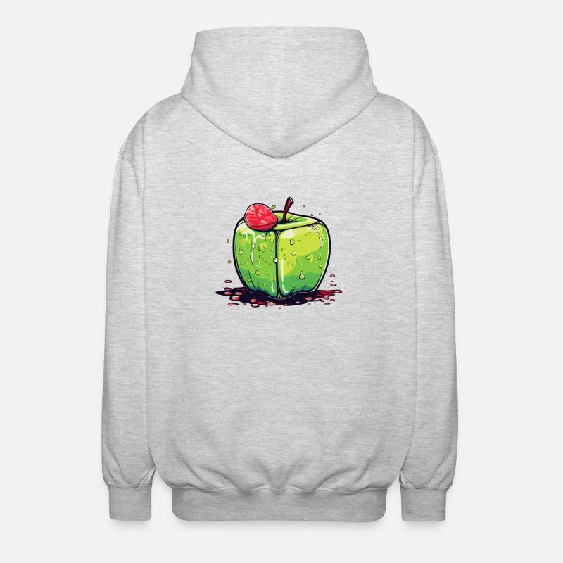 Würfel Apfel Cube Apple - Unisex Kapuzenjacke - Hellgrau meliert