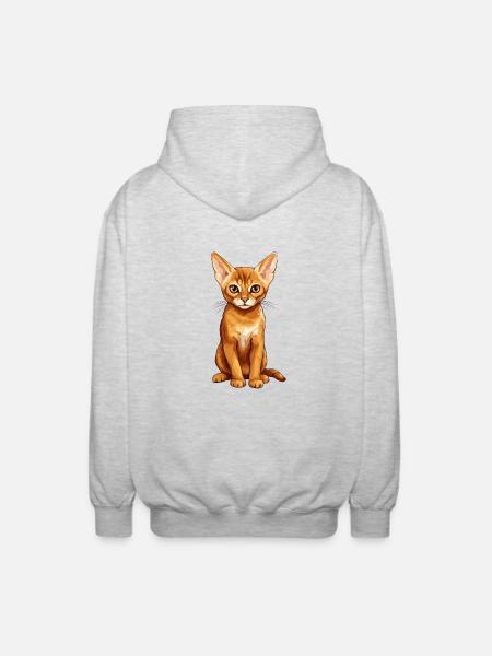 Abyssinian Cat Abessinierkatze - Unisex Hooded Jacket - light heather grey