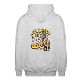 Lustiger Mathelehrer Alles, was ich brauche, ist Kaffee und Pi - Unisex Kapuzenjacke - Hellgrau meliert - Hinten - AI Model Male 185 light (185cm)