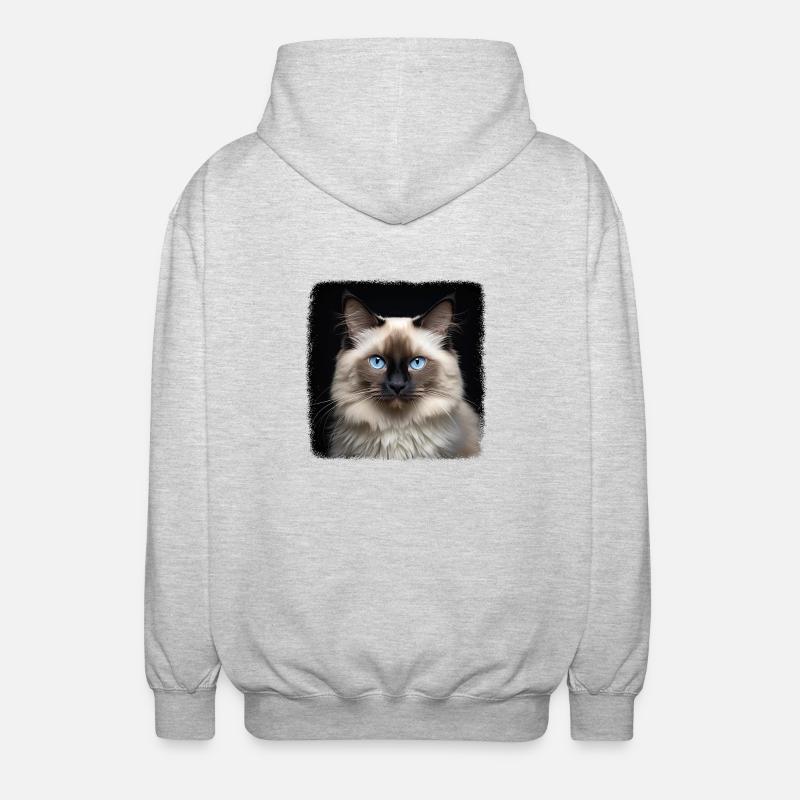 Birman Cat Birma Katze - Unisex Kapuzenjacke - Hellgrau meliert