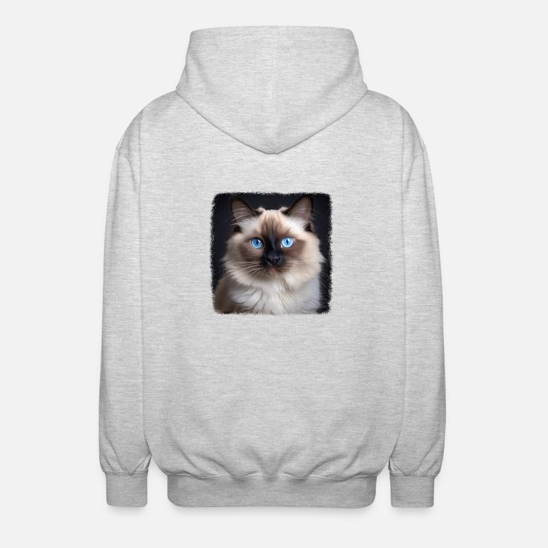 Chat de Birmanie Birma Katze - Veste à capuche unisexe - gris clair chiné
