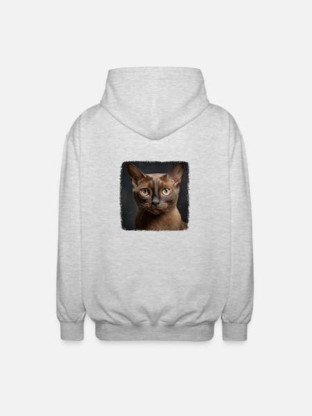 Burmese Cat Burma Katze - Unisex Hooded Jacket - light heather grey