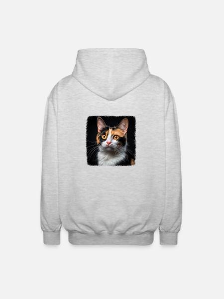 Calico Cat Glückskatze - Unisex Kapuzenjacke - Hellgrau meliert