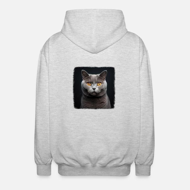 Chartreux Cat Kartäuser Katze - Unisex Kapuzenjacke - Hellgrau meliert