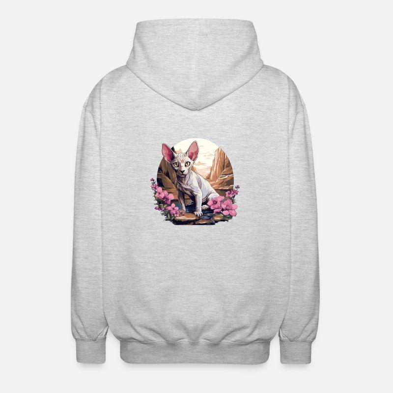 Sphynx Kätzchen Sphynx Katze - Unisex Kapuzenjacke - Hellgrau meliert