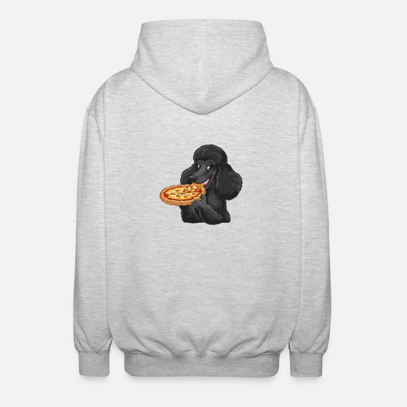 Caniche noir Pizza Bande Dessinée - Veste à capuche unisexe - gris clair chiné
