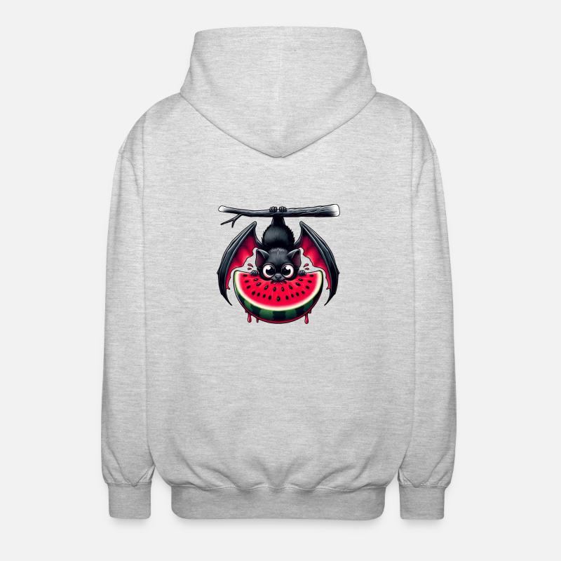 Fledermaus Sommerfrucht Melone - Unisex Kapuzenjacke - Hellgrau meliert