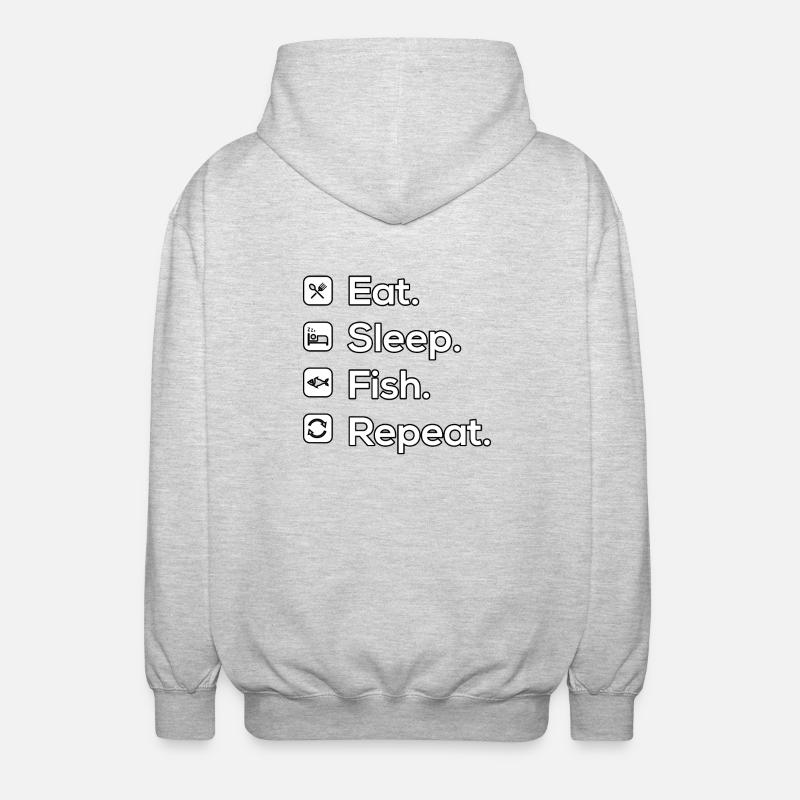 Eat Sleep Fish Repeat - Unisex Hooded Jacket - light heather grey